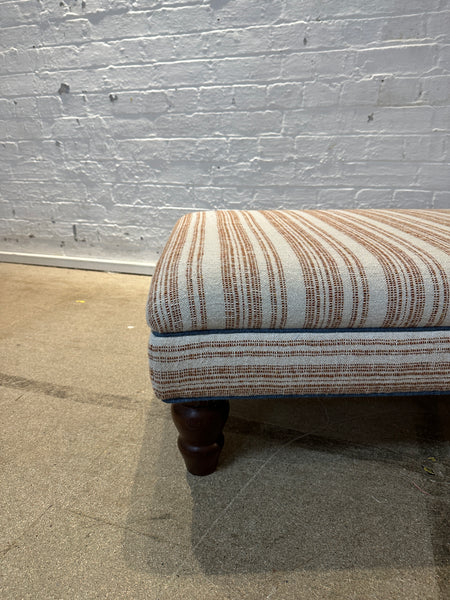 Bryher ottoman in Christopher Farr Japura Coral in Blue piping