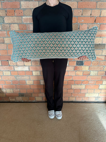 Bolster Cushion 90x35cm in Colefax and Fowler Carlotta Tomato and teal