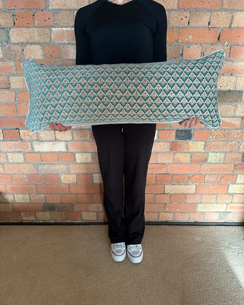 Bolster Cushion 90x35cm in Colefax and Fowler Carlotta Tomato and teal