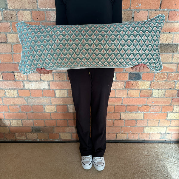 Bolster Cushion 90x35cm in Colefax and Fowler Carlotta Tomato and teal