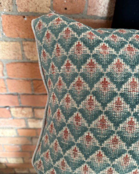 Bolster Cushion 90x35cm in Colefax and Fowler Carlotta Tomato and teal