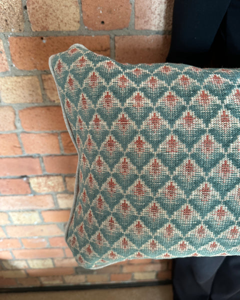 Bolster Cushion 90x35cm in Colefax and Fowler Carlotta Tomato and teal