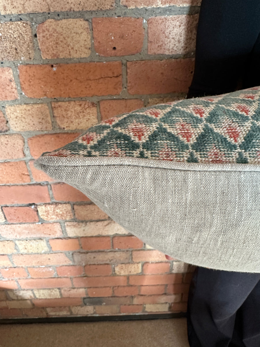 Bolster Cushion 90x35cm in Colefax and Fowler Carlotta Tomato and teal