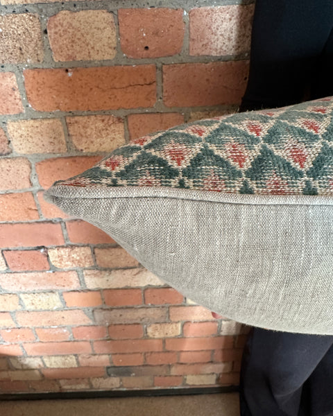 Bolster Cushion 90x35cm in Colefax and Fowler Carlotta Tomato and teal