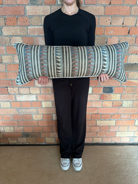 Bolster Cushion 90x35cm in Lewis and Wood Sawtooth Navajo with pink stripe piping