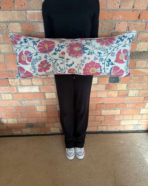 Bolster Cushion 90x35cm in Lewis and Wood Zarafshan Cyclamen blue