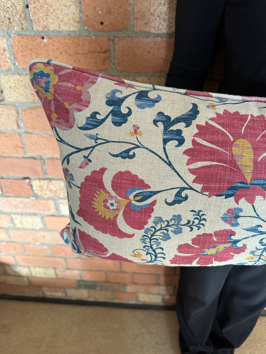 Bolster Cushion 90x35cm in Lewis and Wood Zarafshan Cyclamen blue