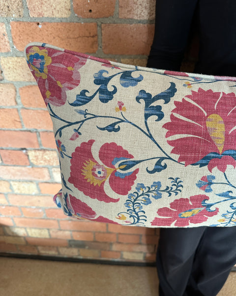 Bolster Cushion 90x35cm in Lewis and Wood Zarafshan Cyclamen blue