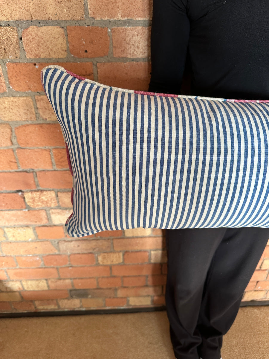 Bolster Cushion 90x35cm in Lewis and Wood Zarafshan Cyclamen blue