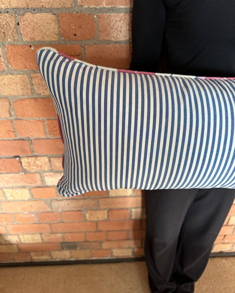 Bolster Cushion 90x35cm in Lewis and Wood Zarafshan Cyclamen blue