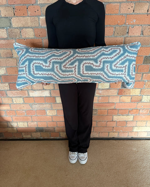 Bolster Cushion 90x35cm in Rapture and Wright Moorish Maze Flax flower