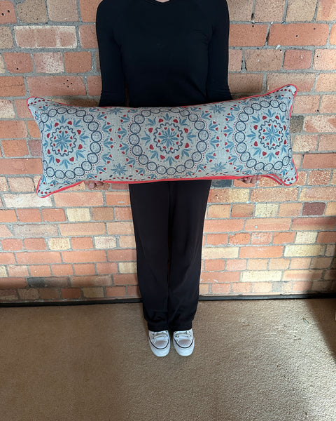 Bolster Cushion 90x35cm in Zoe Glencross Palma Sol Tomato