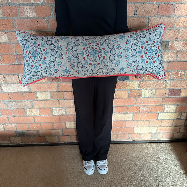 Bolster Cushion 90x35cm in Zoe Glencross Palma Sol Tomato