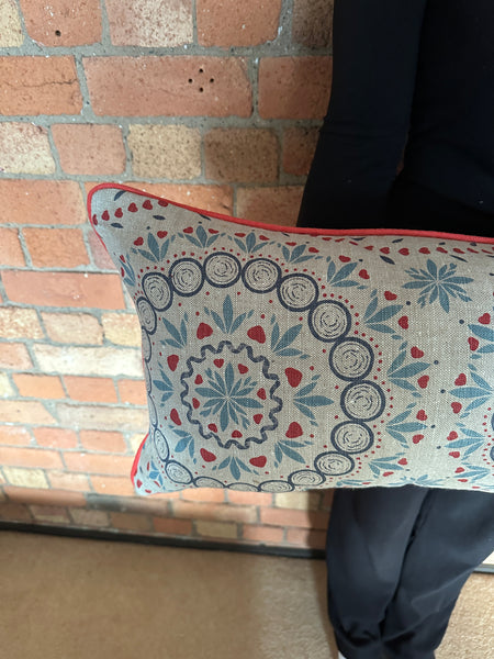 Bolster Cushion 90x35cm in Zoe Glencross Palma Sol Tomato