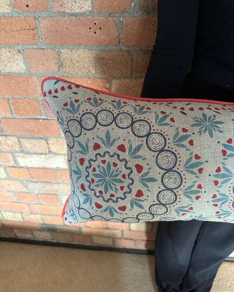 Bolster Cushion 90x35cm in Zoe Glencross Palma Sol Tomato
