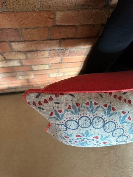 Bolster Cushion 90x35cm in Zoe Glencross Palma Sol Tomato