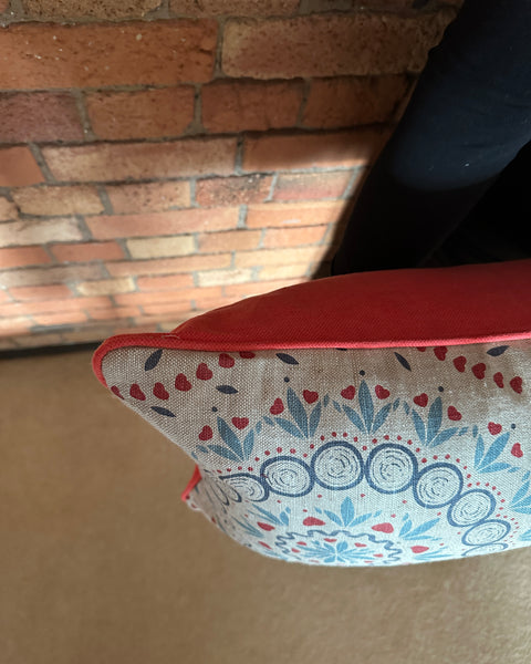 Bolster Cushion 90x35cm in Zoe Glencross Palma Sol Tomato