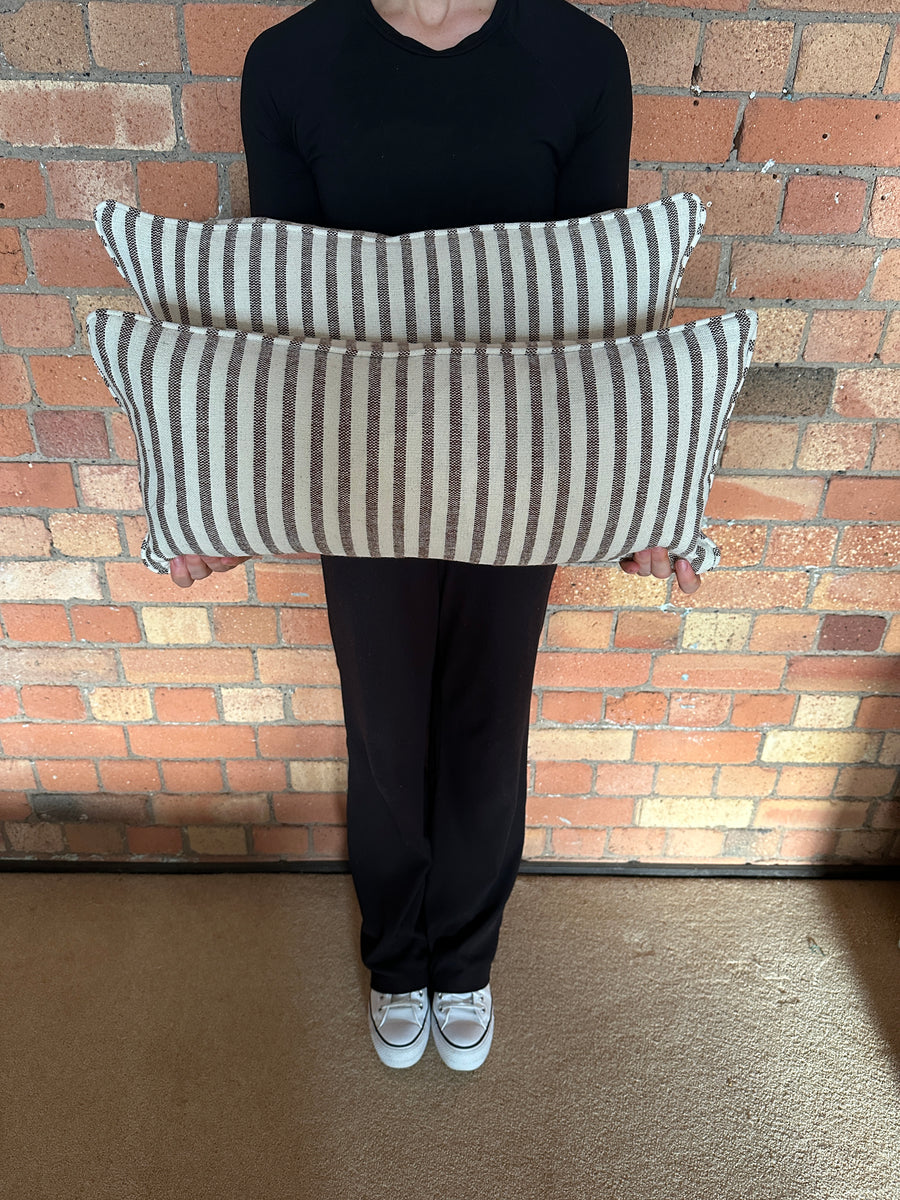 Mini Bolster in Guy Goodfellow Olive sacking Cocoa (Price for both)