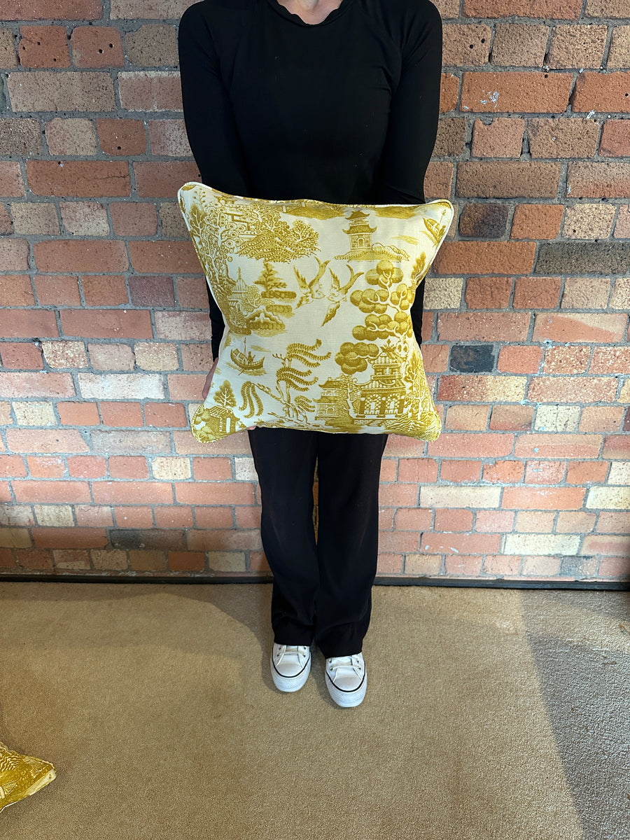 Square 45cm Cushion Pair in Beata Heuman Willow Pollen (price for both)