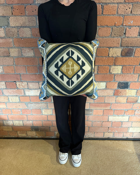 Square cushion 45cm in Morris and Co Dorothys Kilim Sunflower