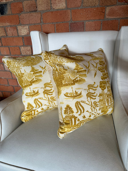 Square 45cm Cushion Pair in Beata Heuman Willow Pollen (price for both)