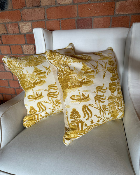 Square 45cm Cushion Pair in Beata Heuman Willow Pollen (price for both)