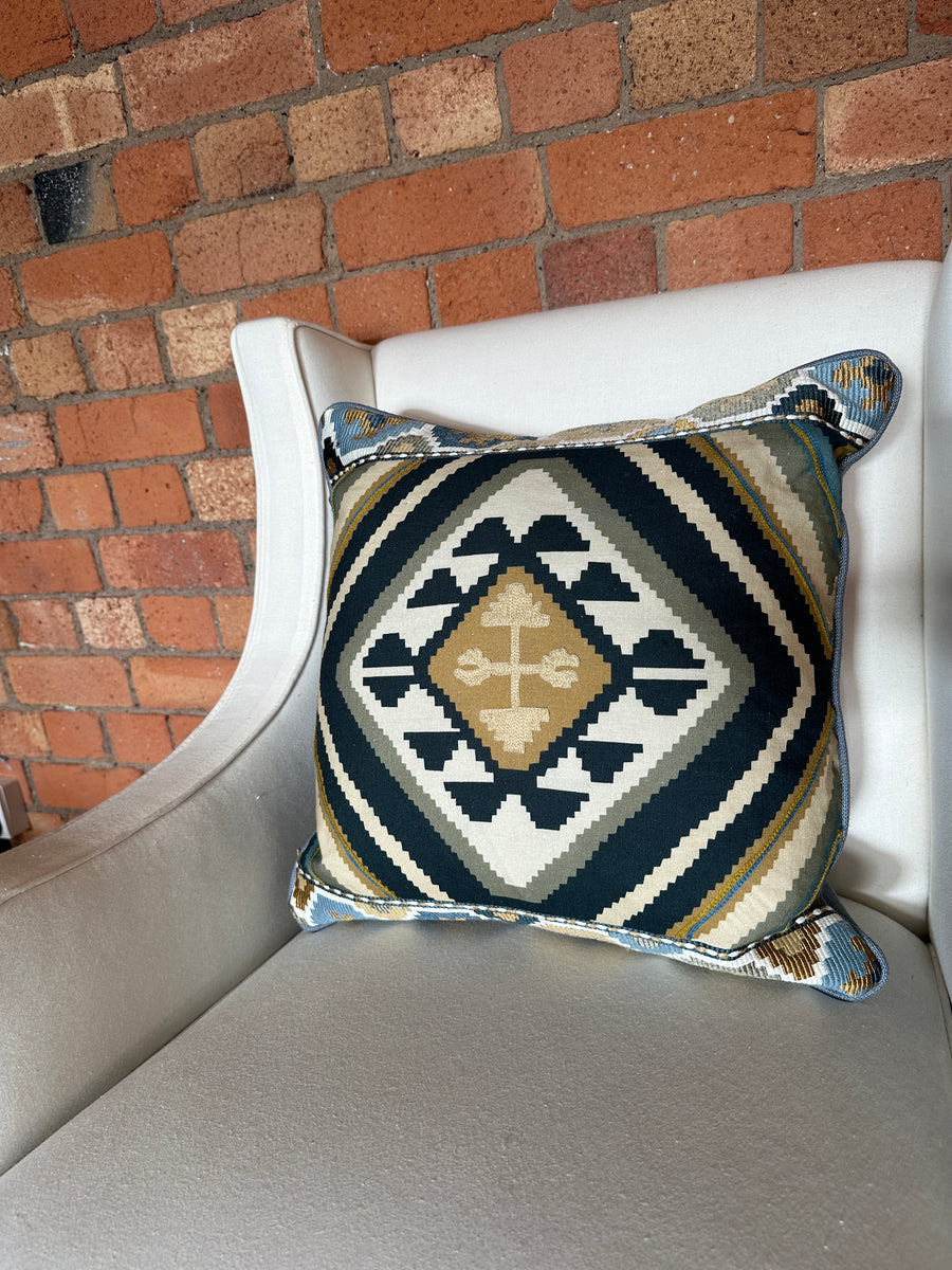 Square cushion 45cm in Morris and Co Dorothys Kilim Sunflower