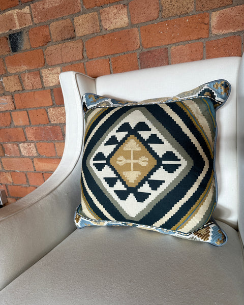 Square cushion 45cm in Morris and Co Dorothys Kilim Sunflower