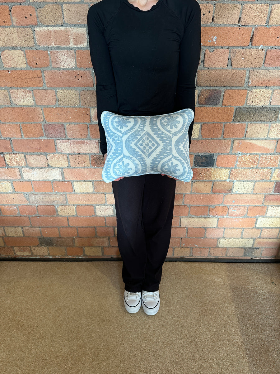 Lumbar cushion in Blithfield Damask Blue