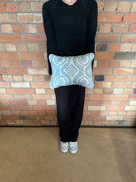 Lumbar cushion in Blithfield Damask Blue