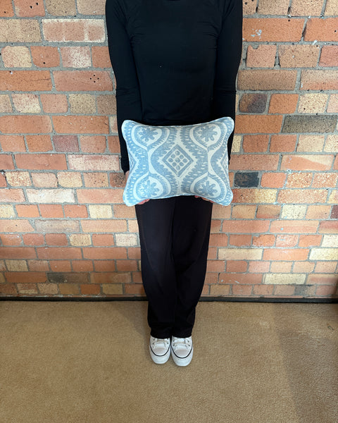 Lumbar cushion in Blithfield Damask Blue