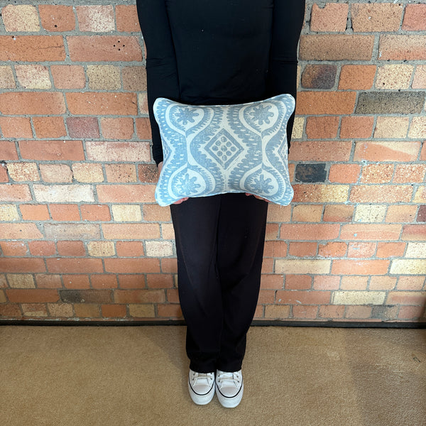 Lumbar cushion in Blithfield Damask Blue