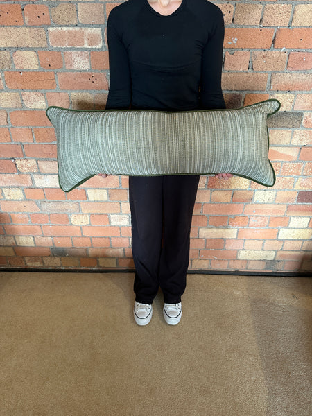 Bolster Cushion 90x35cm in Guy Goodfellow Tiepolo Olive with green velvet back