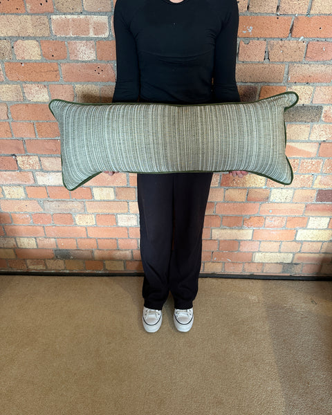 Bolster Cushion 90x35cm in Guy Goodfellow Tiepolo Olive with green velvet back