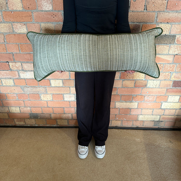 Bolster Cushion 90x35cm in Guy Goodfellow Tiepolo Olive with green velvet back