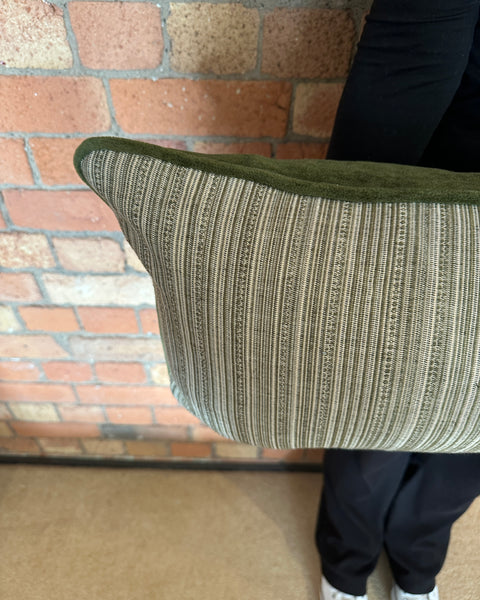 Bolster Cushion 90x35cm in Guy Goodfellow Tiepolo Olive with green velvet back