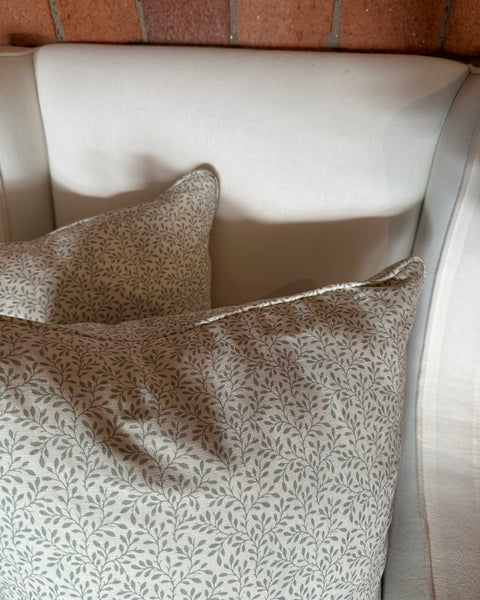 Square 45cm Cushion Pair in Chelsea Textiles Leaf Vine Seafoam (price for both)