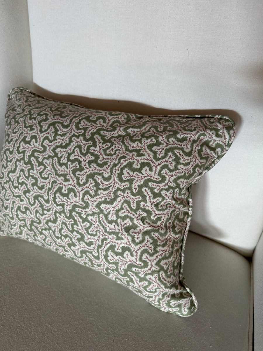 Lumbar cushion in Ian Sanderson Dulcie Briar rose