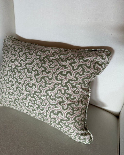 Lumbar cushion in Ian Sanderson Dulcie Briar rose