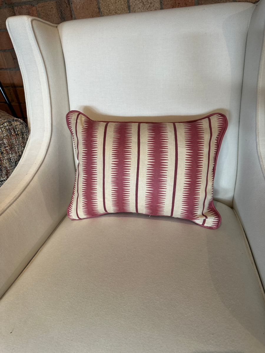 Lumbar cushion in Studio Humbug Squiggle Rhubarb