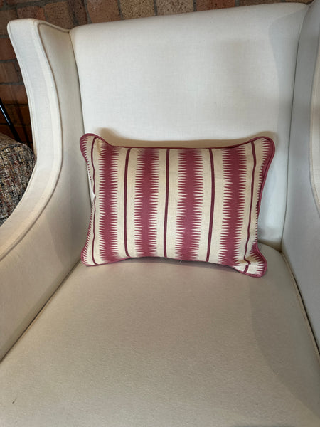 Lumbar cushion in Studio Humbug Squiggle Rhubarb