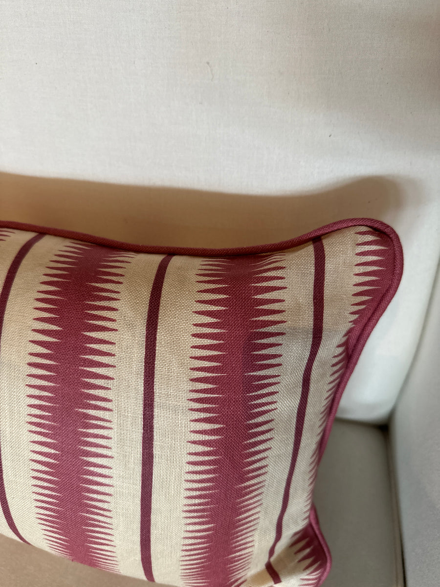Lumbar cushion in Studio Humbug Squiggle Rhubarb