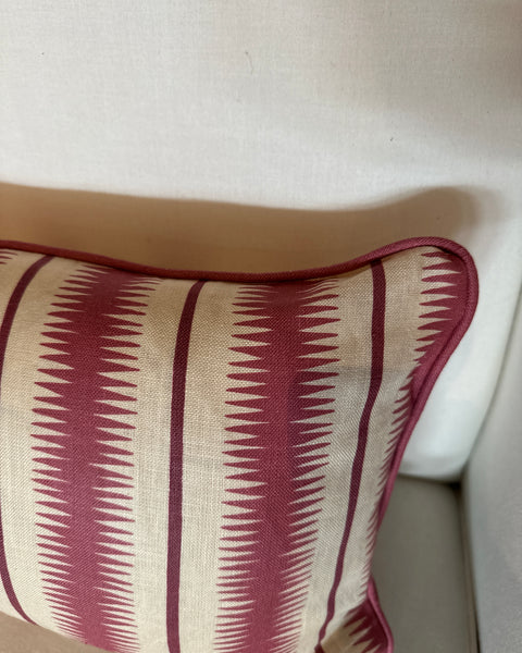 Lumbar cushion in Studio Humbug Squiggle Rhubarb