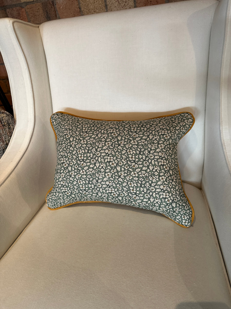 Lumbar cushion in Liberty Feather petals Artichoke