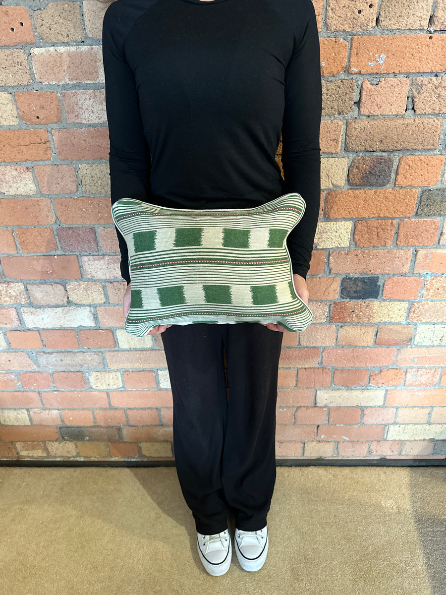 Lumbar cushion in Christopher Farr Chubby Check Green