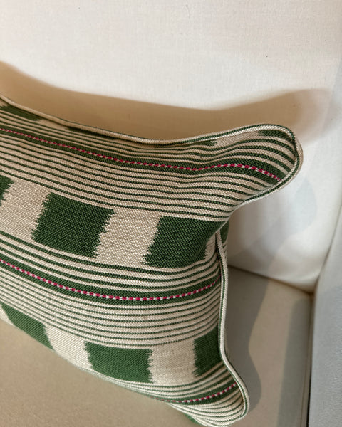Lumbar cushion in Christopher Farr Chubby Check Green