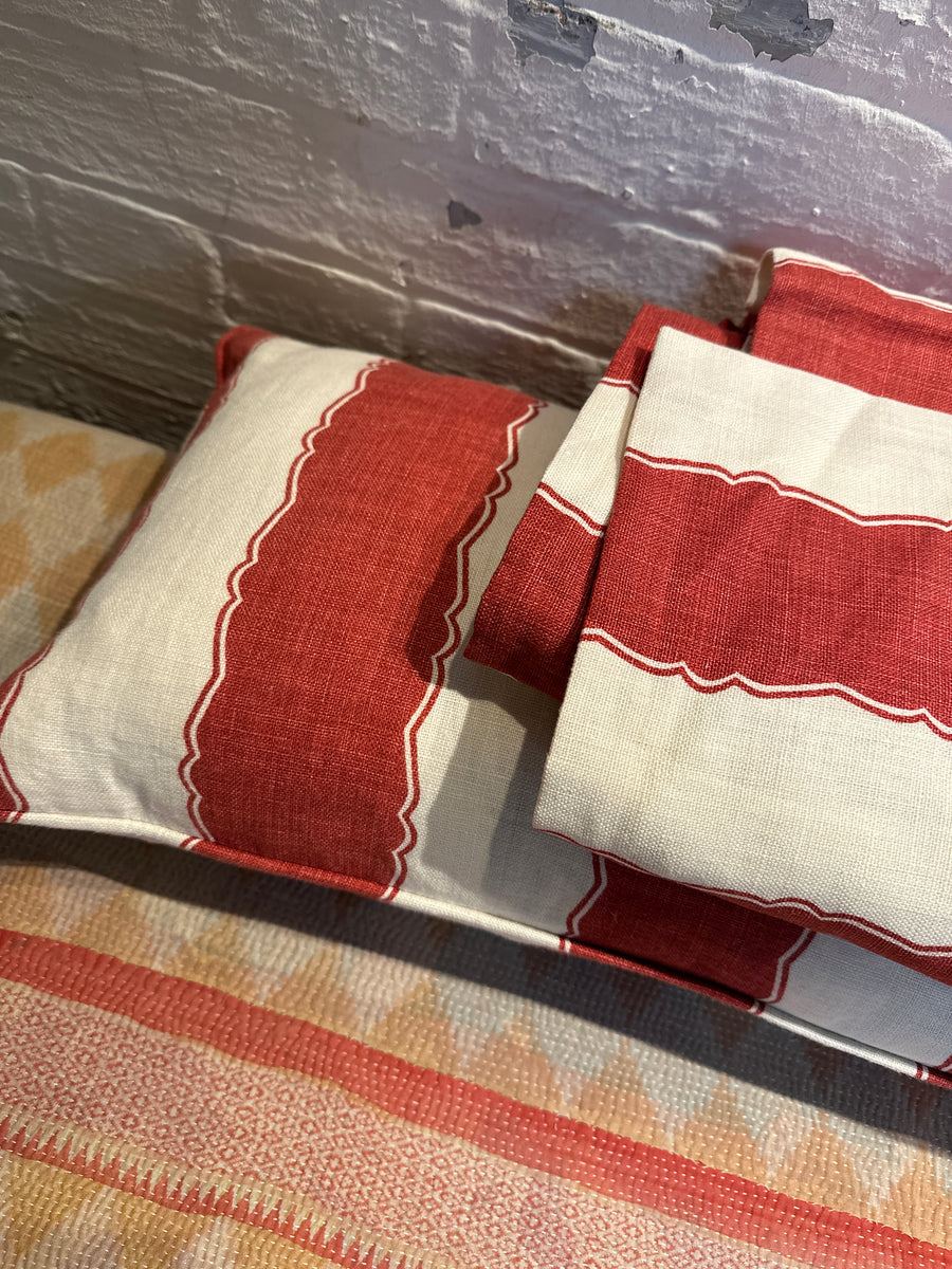Nicky Haslam Balcony Stripe King Size Valance and Bolster Cushion