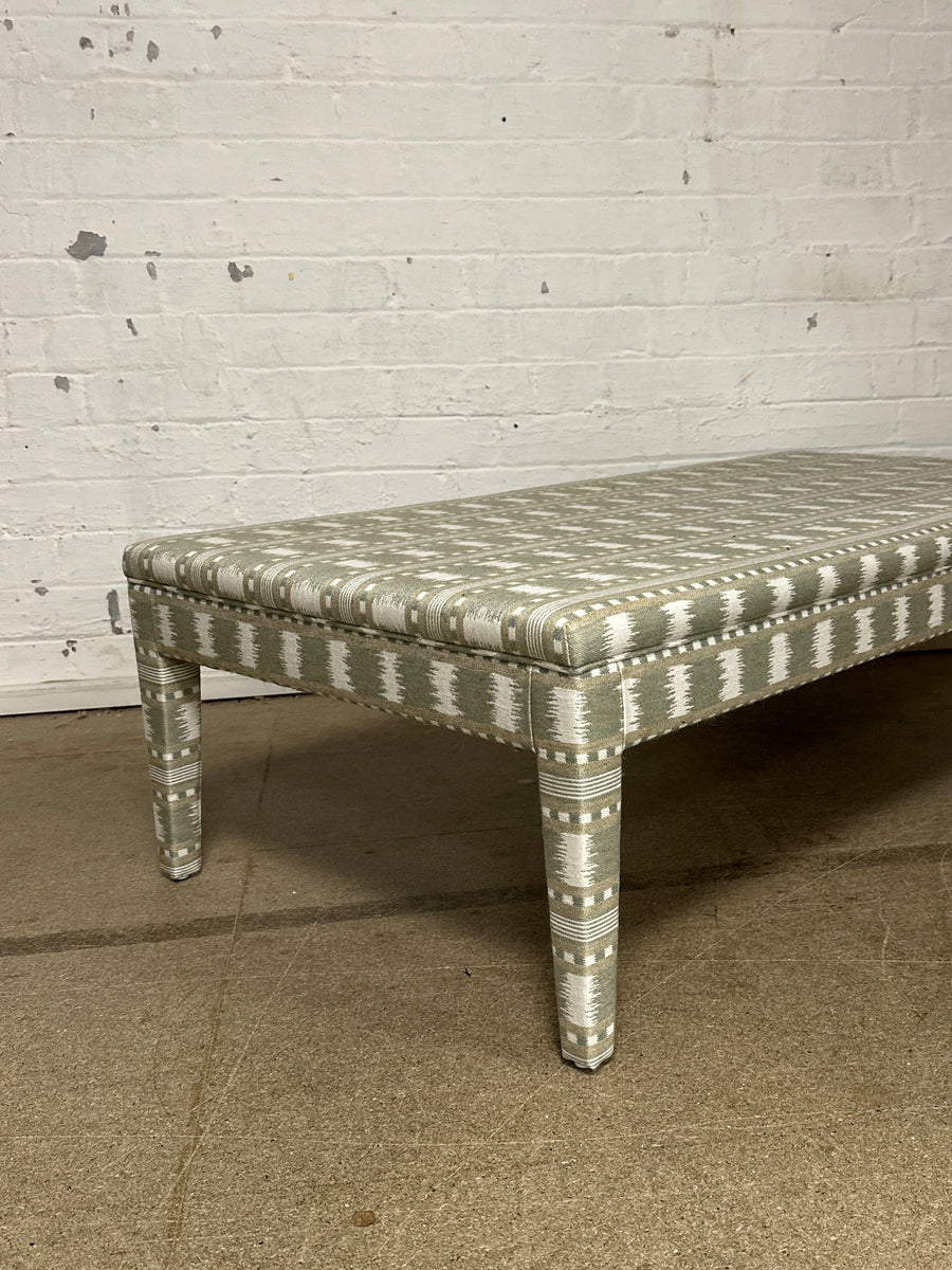 Honey Ottoman in James Hare Paxton Green & Natural