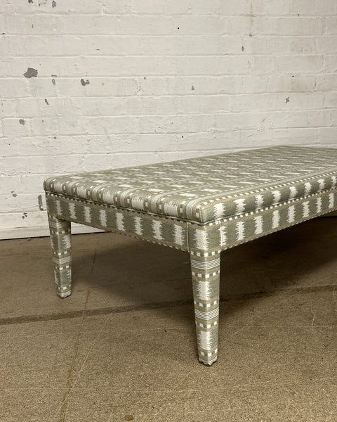 Honey Ottoman in James Hare Paxton Green & Natural