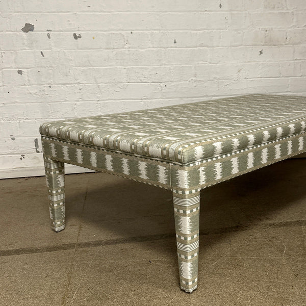 Honey Ottoman in James Hare Paxton Green & Natural